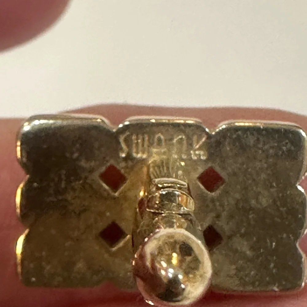 Vintage Signed Swank Gold Tone Textured Block Cufflinks - MCM Non-Magnetic